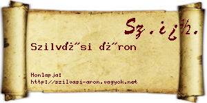 Szilvási Áron névjegykártya